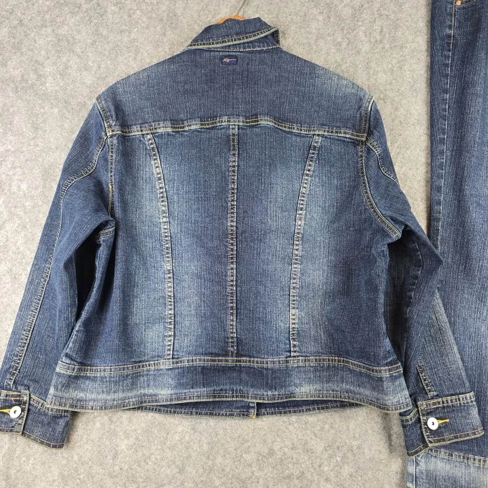 Vintage FUBU 14 Denim Jacket Jeans Matching Set Y2K Cargo SEE MEASUREMENTS